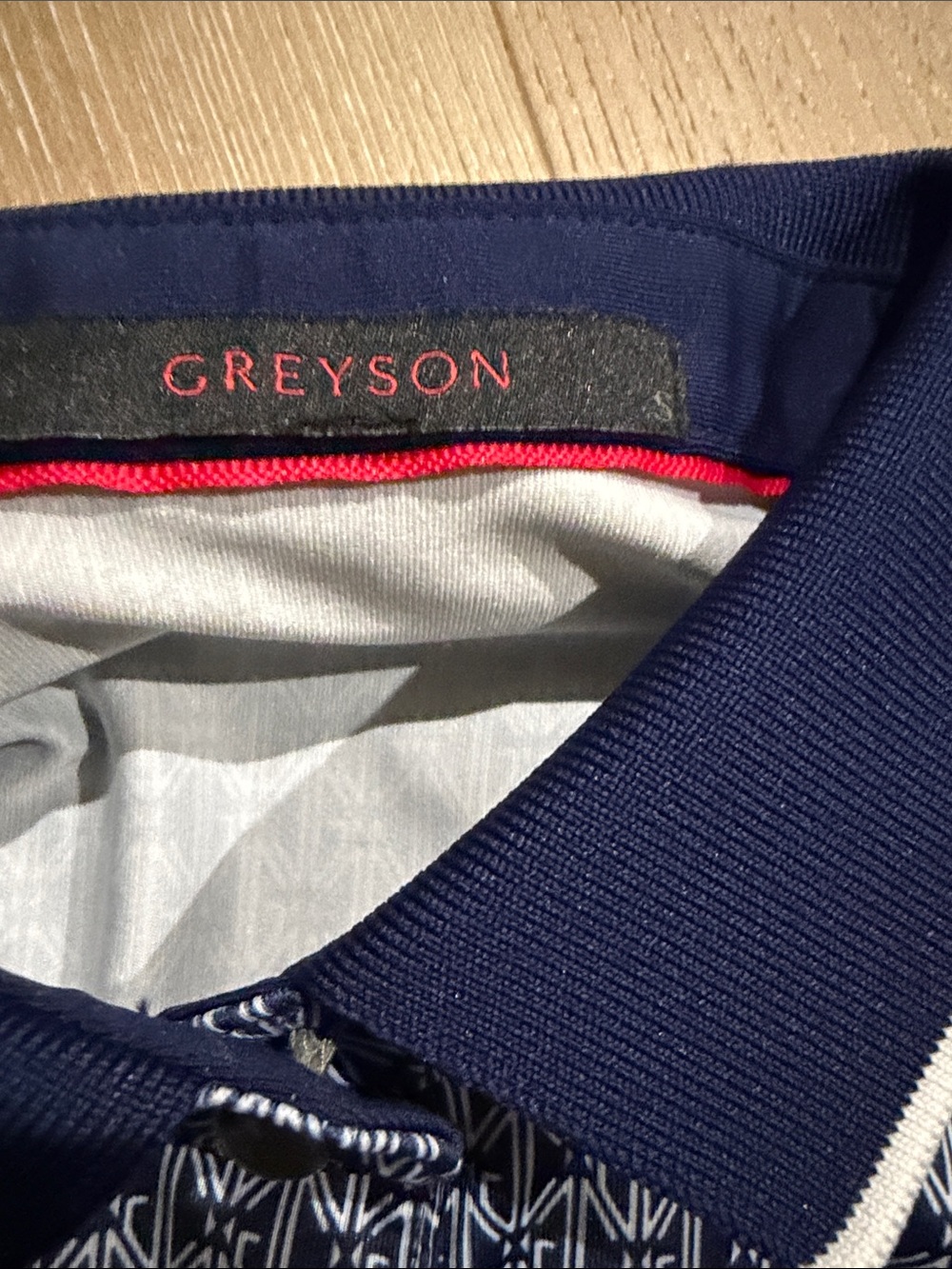 Greyson Rocket Mortgage Detroit Navy Patterned Polo Golf Shirt - Picture 3 of 4